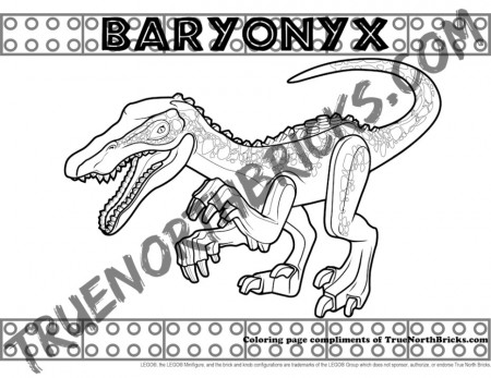 Baryonyx Coloring Page Inspired by LEGO - True North Bricks