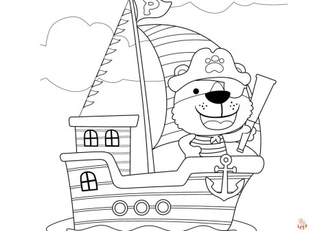Pirate Ship Coloring Free Printable Sheets for Kids | GBcoloring