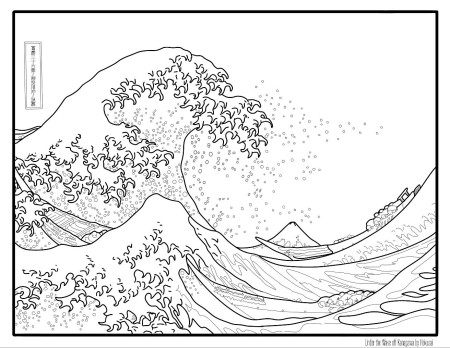 The Great Wave Adult Digital Coloring Page - Etsy