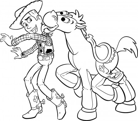 Woody and Bullseye - Toy Story Kids Coloring Pages