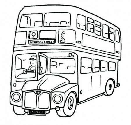 English double-decker bus coloring book to print and online