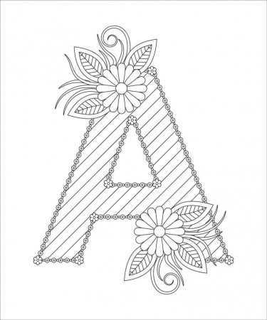 Alphabet coloring page with floral style. ABC coloring page - letter A  3543234 Vector Art at Vecteezy