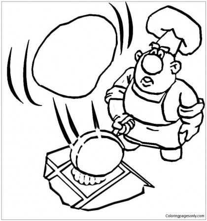 Cooking A Pancake Coloring Page - Free Coloring Pages Online