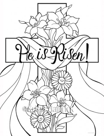 He is Risen 2 Easter Coloring Pages for Children - Etsy