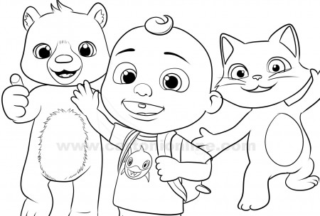 Boba, J.J., Kiki from Cocomelon coloring page