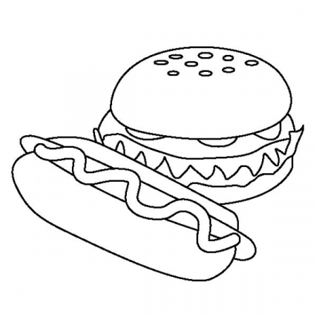 Hot Dog And Hamburger Coloring Page : Coloring Sky | Dog coloring ...