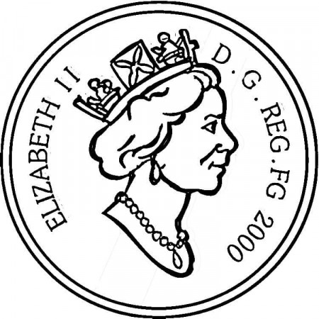 Coin with Elizabeth II Coloring Page - Free Printable Coloring Pages for  Kids