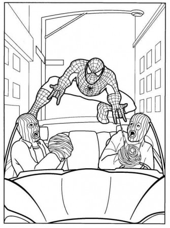 Spiderman and Thief Coloring Page - Free Printable Coloring Pages for Kids