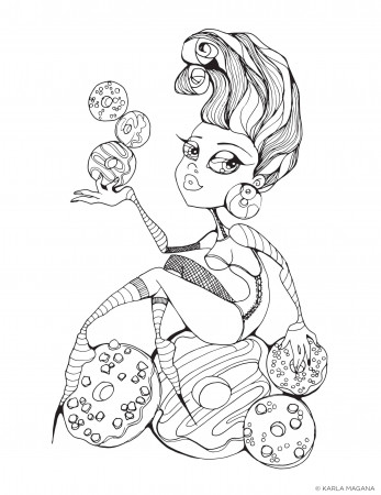 Coloring Pages : Donuts Coloring Donut Pinup Girl Printable ...