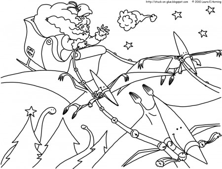 Coloring Pages: Dinosaur Christmas