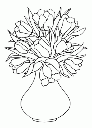 Vase with Flowers Coloring Page - Get Coloring Pages