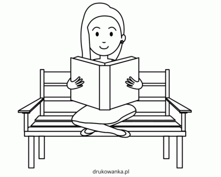 Coloring Book Reading on the Bench printable and online