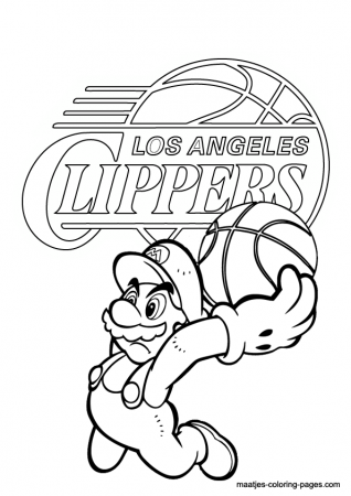 Los Angeles Clippers and Super Mario NBA coloring pages