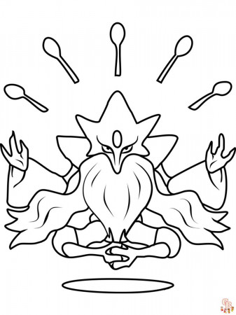 Alakazam Coloring Pages for Kids - Free Printable Sheets