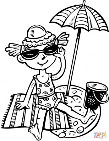 Girl Child Sunbathing coloring page | Free Printable Coloring Pages