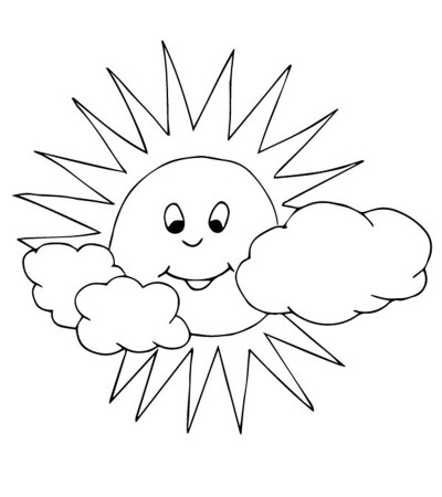 Sun and clouds coloring book to print and online