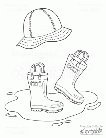 Rainboots & Rain Hat Free Printable Coloring Page | Free printable coloring  pages, Coloring pages, Free printable coloring