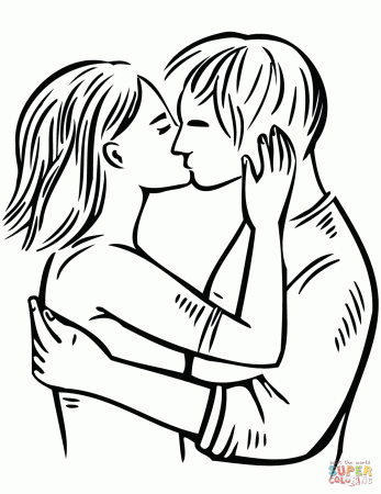 Couple Kissing coloring page | Free Printable Coloring Pages