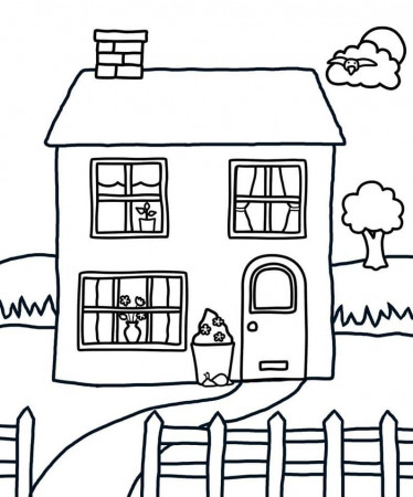 House and Fence Coloring Page - Free Printable Coloring Pages for Kids