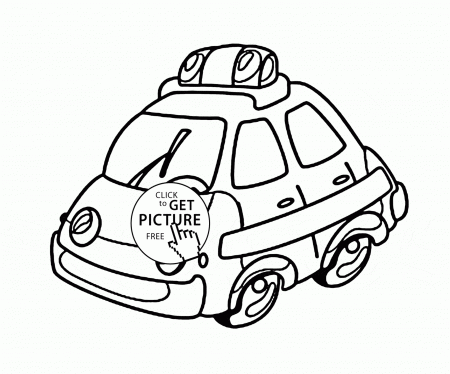 Cartoon Police Car coloring page for preschoolers, transportation ...
