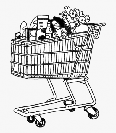 Grocery Cart Coloring Page 5 By John - Grocery Cart Coloring Page, HD Png  Download - kindpng