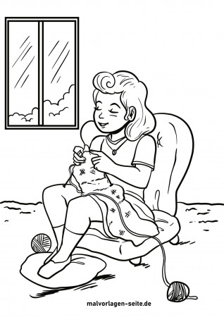 Great coloring page Knitting - Leisure | Free coloring pages