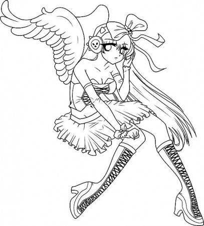 An Angel In Anime Motion Coloring Page | Angel coloring pages, Coloring  pages, Whale coloring pages