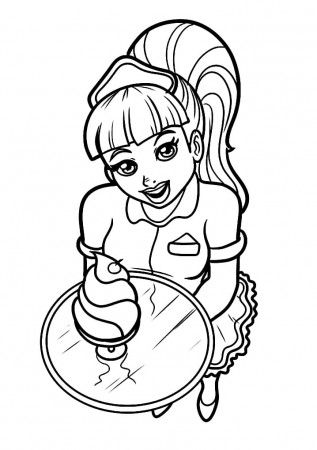 Beautiful Waitress Coloring Page - Free Printable Coloring Pages for Kids