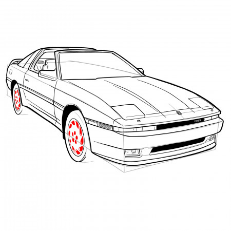 How to draw a 1988 Toyota Supra Turbo MK 3 - SketchOk