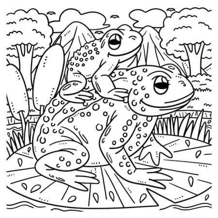Premium Vector | Baby frog isolated coloring page for kids