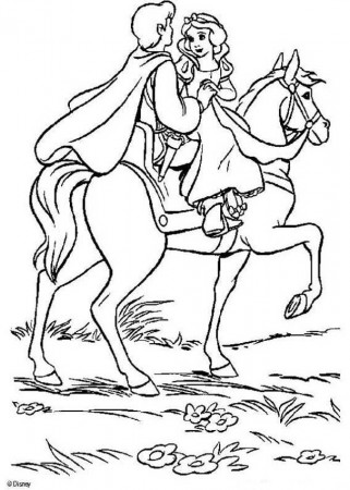 Snow White and the seven dwarfs coloring pages - Prince and Snow White