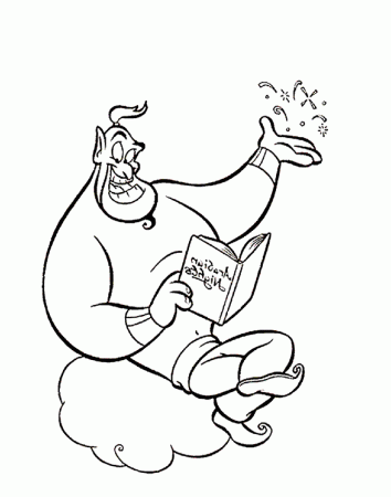 Aladdin Genie Read The Book Coloring Pages For Kids #b0K ...