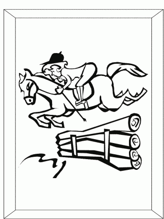 Horse to color for children : Horse jumping - Horses Kids Coloring Pages