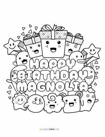 Happy Birthday Magnolia coloring page