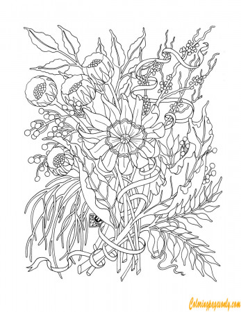 Bunch Of Flowers Coloring Pages - Hard Coloring Pages - Coloring Pages For  Kids And Adults