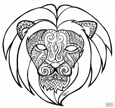 Decorative Lion Face coloring page | Free Printable Coloring Pages