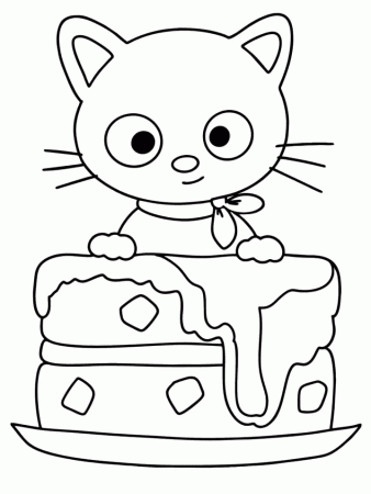 Chococat with Cake Coloring Pages - Chococat Coloring Pages - Coloring Pages  For Kids And Adults