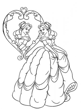 Belle Look in The Mirror Coloring Pages | Coloring Sun