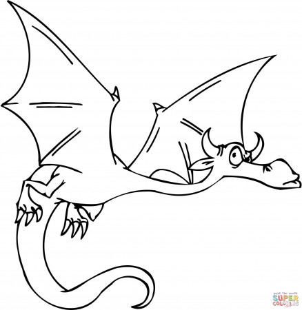 Suspicious Flying Dragon coloring page | Free Printable Coloring Pages