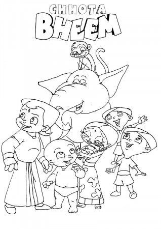 Chota bheem team coloring pages