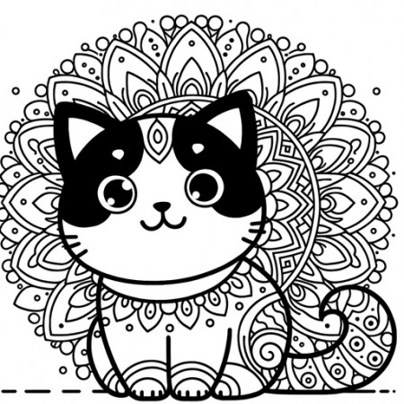 Mandala Pet Cat Coloring Page- 4 Free ...