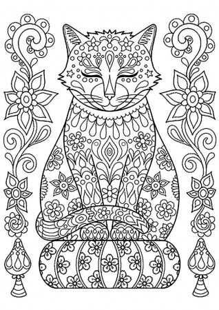 Cute Cat Coloring Pages for Adults ...