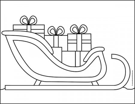 Easy How to Draw Santa's Sleigh Tutorial and Coloring Page