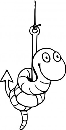 Worm On A Hook Fishing Lure Coloring Pages : Kids Play Color