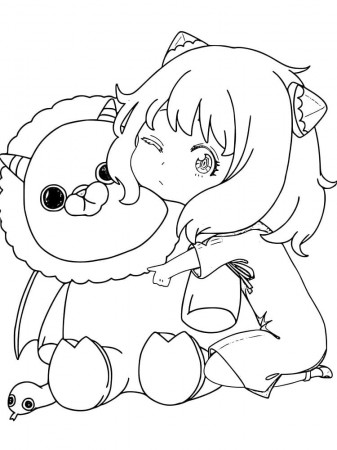 Anya with Toy Coloring Page - Anime Coloring Pages
