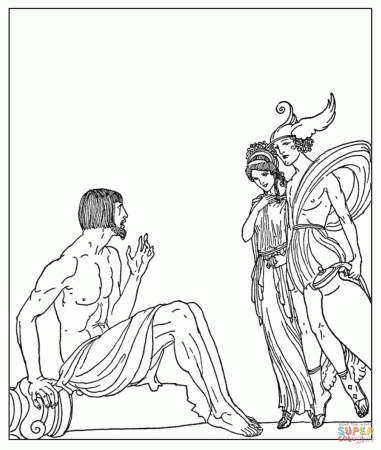 Epimetheus, Golden Maid and Hermes coloring page | Free Printable Coloring  Pages