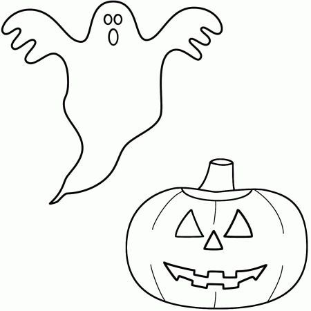 Ghost with a pumpkin/jack-o-lantern - Coloring Page (Halloween)