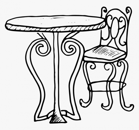 Bistro And Chair Stamp - Cafe Table In Paris Drawing, HD Png ...