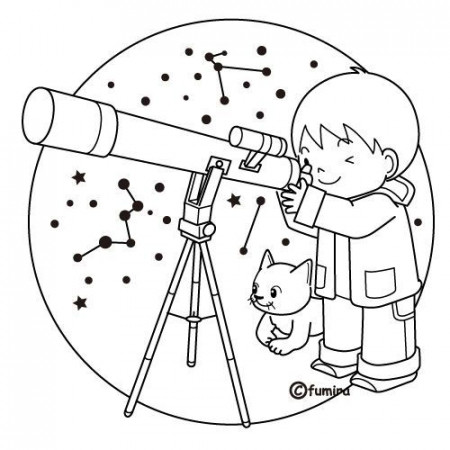 telescope, free coloring pages | Coloring Pages | Astronomia para niños,  Dibujos para colorear, Páginas para colorear para niños