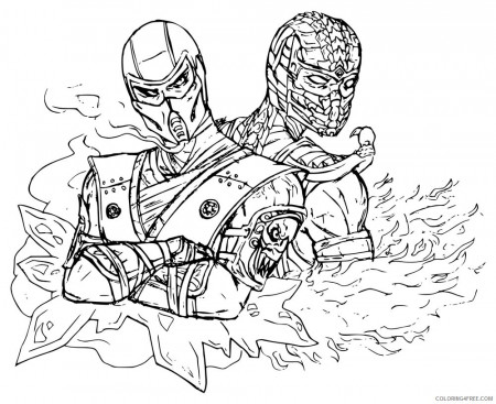mortal kombat coloring pages sub zero and scorpion Coloring4free ...
